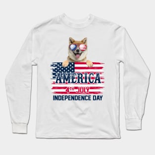 America 4th July Independence Day - Akita Dog Long Sleeve T-Shirt